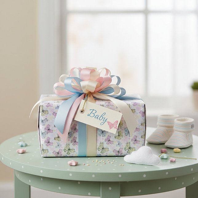 Papier Cadeau papillons pastel (Créateur téléchargé)