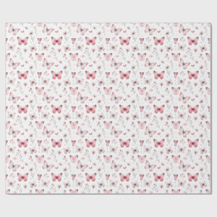 Papier Cadeau Papillons roses