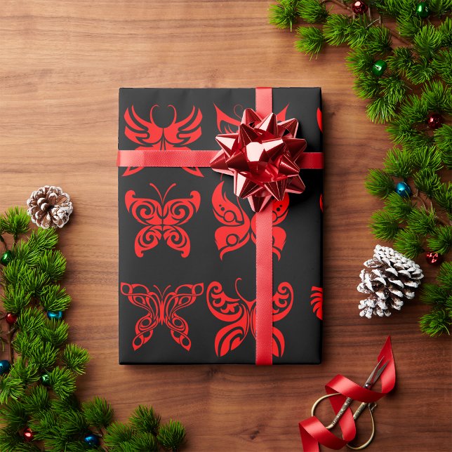 Papier cadeau Papillons Rouges (Créateur téléchargé)