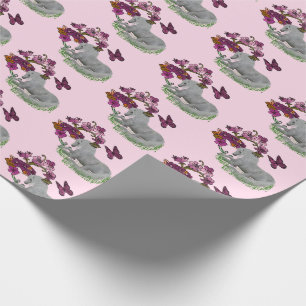Papier Cadeau Papillons Unicorne Et Fleurs