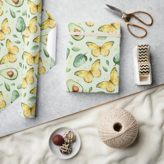 Papier Cadeau Papillons verts d'avocat Anniversaire (Artisanat)