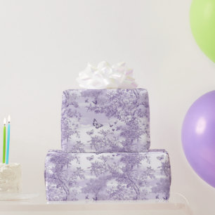 Papier Cadeau Papillons violets de mariage sur fond violet