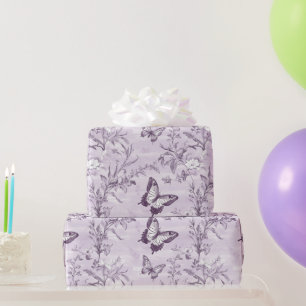 Papier Cadeau Papillons violets de mariage sur fond violet