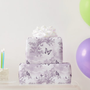 Papier Cadeau Papillons violets de mariage sur fond violet