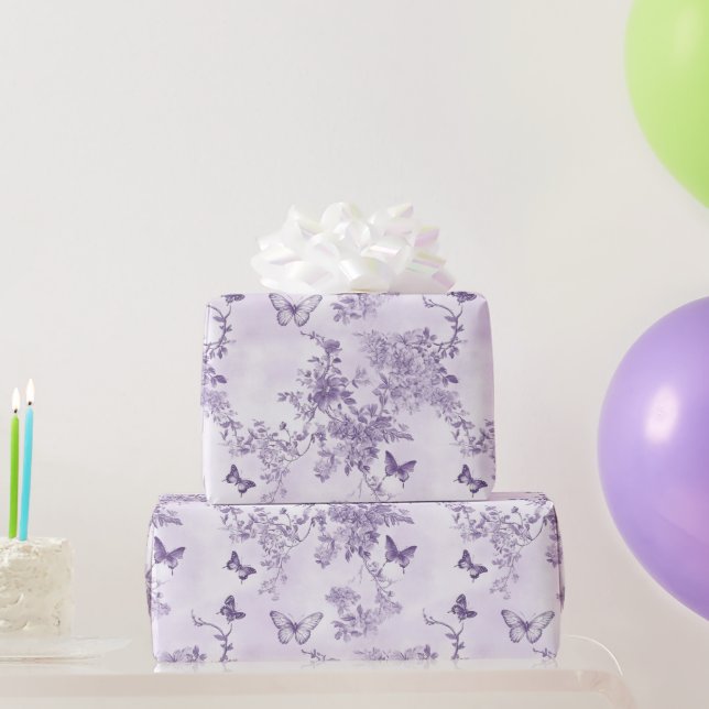 Papier Cadeau Papillons Violets mariages Sur Arrière - plan Viol (Cadeaux de fête)