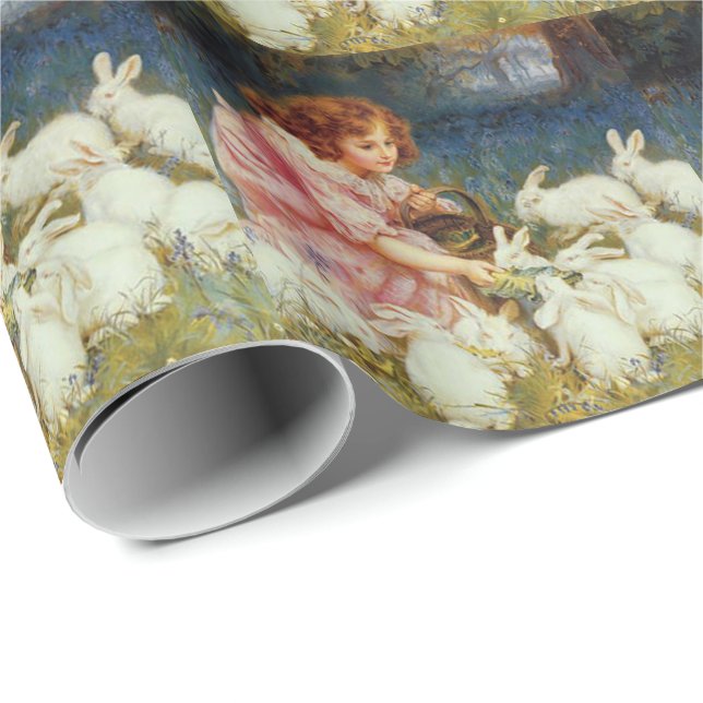 Papier Cadeau Pâques Animaux Mignons Vintage (Coin rond)