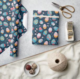 Papier Cadeau Pâques bleues enchantées