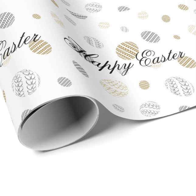 Papier Cadeau Pâques Joyeuses Parfaites, Oeufs (Coin rond)