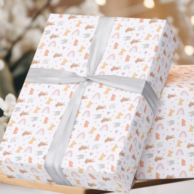 Papier Cadeau Pâques Printemps Anniversaire Bunny Motif (Easter Spring Birthday Bunny Pattern Wrapping Paper)