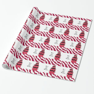 Papier Cadeau Paquets de Noël Rouges et Blancs