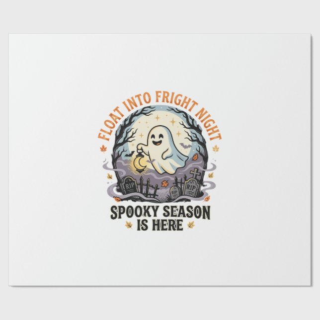 Papier Cadeau Parade de la Lune des Fantômes d'Halloween (Plat)