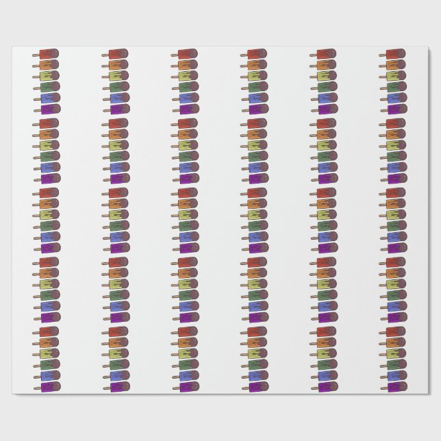 Papier Cadeau Parade de sucettes arc-en-ciel (Plat)