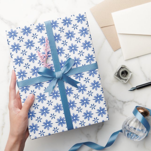 Papier Cadeau Parade des Marguerites Bleues (Cadeaux)