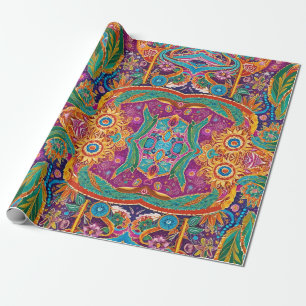 Papier Cadeau Parade maya cosmique mexicaine Paisley