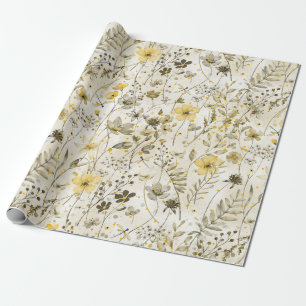Papier Cadeau Paradis fleuri rose châtaigne pâle romance