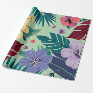 Papier Cadeau Paradis Floral : Hibiscus et verdure