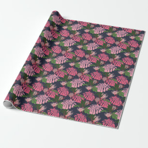 Papier Cadeau Paradis tropical : Feuilles et fleurs exotiques