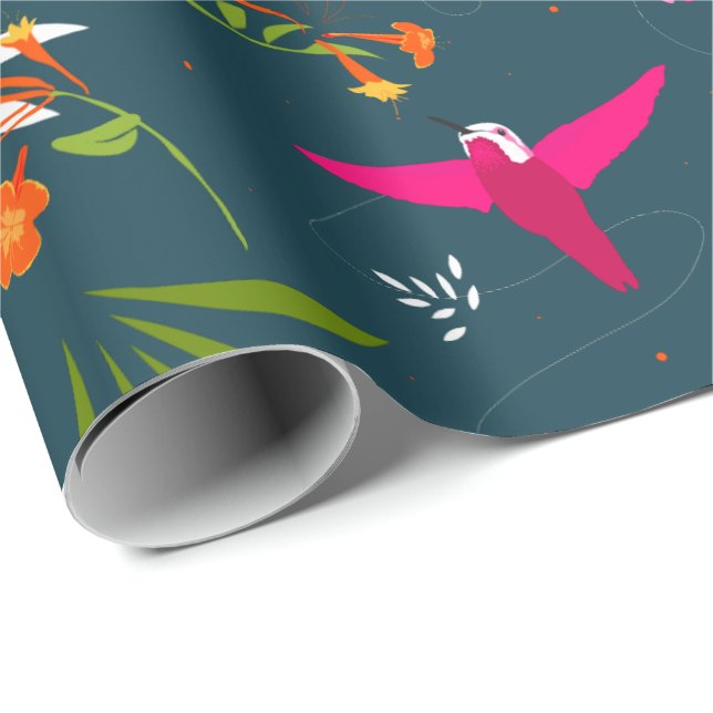 Papier Cadeau Paradise Hummingbird Motif (Coin rond)