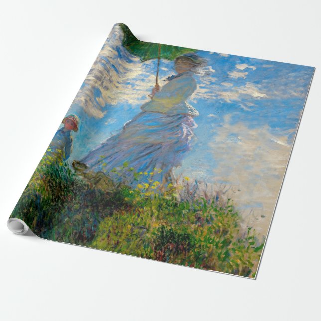 Papier Cadeau Parasol Monet Femme Impressionnisme (Déroulé)