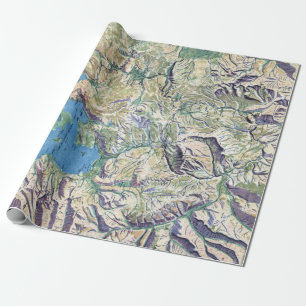 Papier Cadeau Parc national Vintage de Yellowstone Topographie