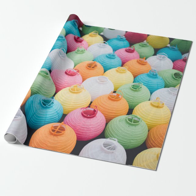 Papier Cadeau Parcelle de la lanterne de ciel de couleur aérée (Déroulé)