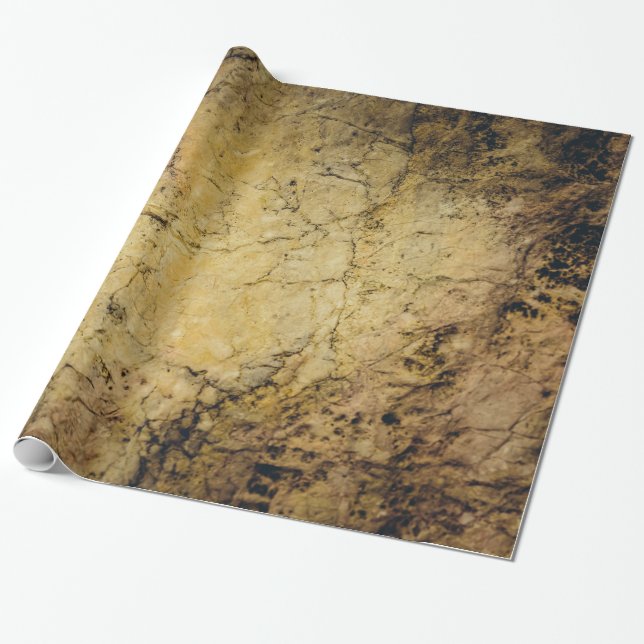 Papier Cadeau Parchemin Or Et Marbre Brown (Déroulé)