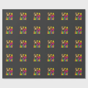 Papier Cadeau Paresseux de fête d'anniversaire de 50 ans Dabbing