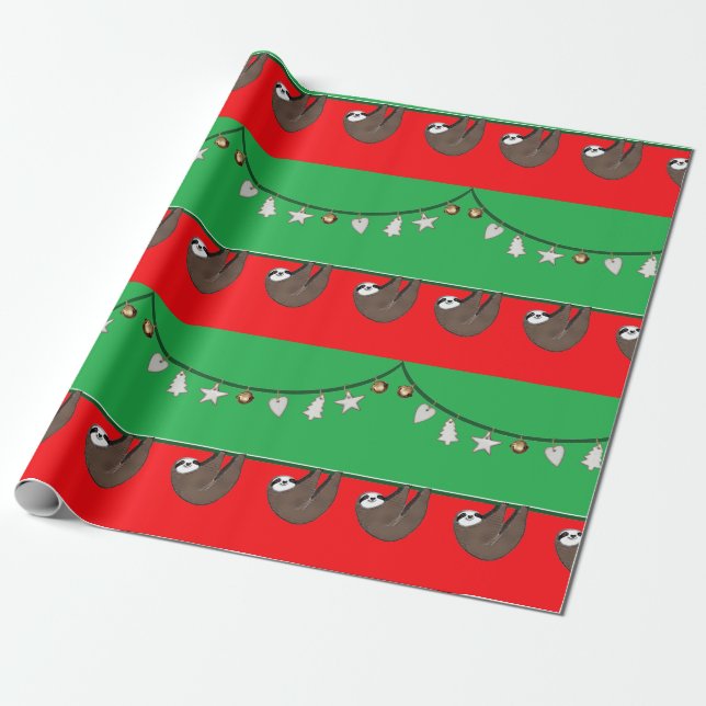 Papier Cadeau Paresseux de Noël drôle (Déroulé)