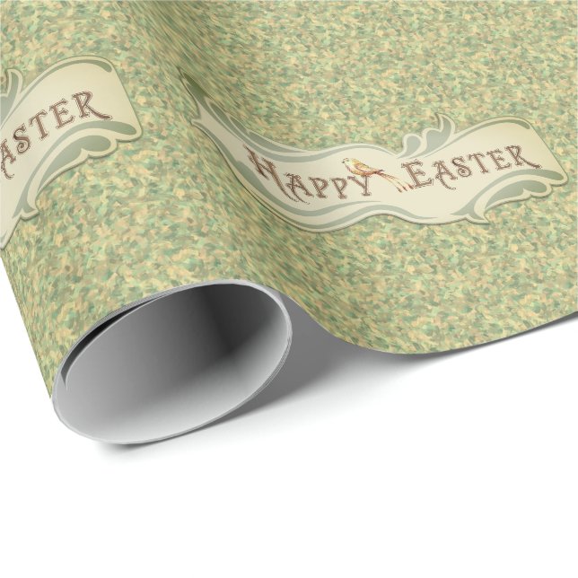 Papier Cadeau Parfait Happy Pâques Vintage (Coin rond)