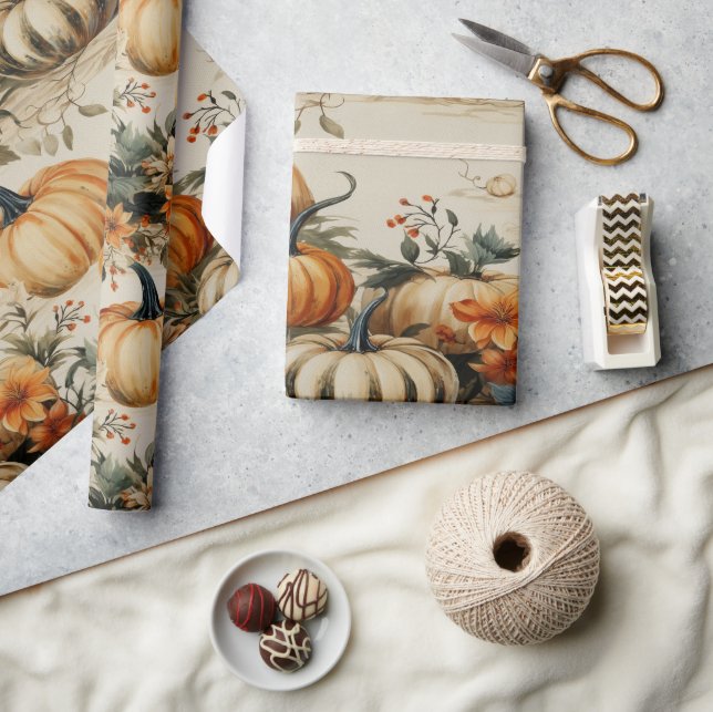 Papier Cadeau Parfait Parti Citrouille Halloween Thanksgiving Fa (Artisanat)