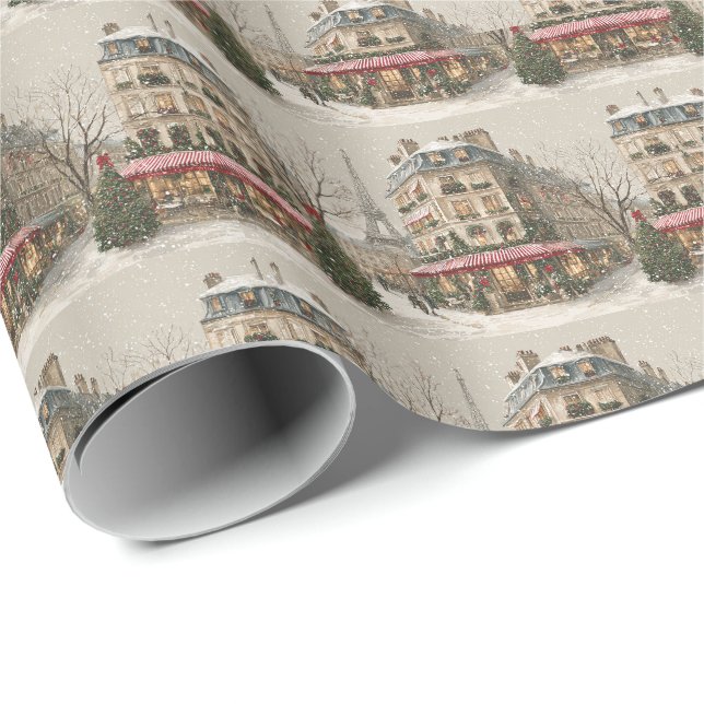 Papier Cadeau Paris en hiver (Coin rond)