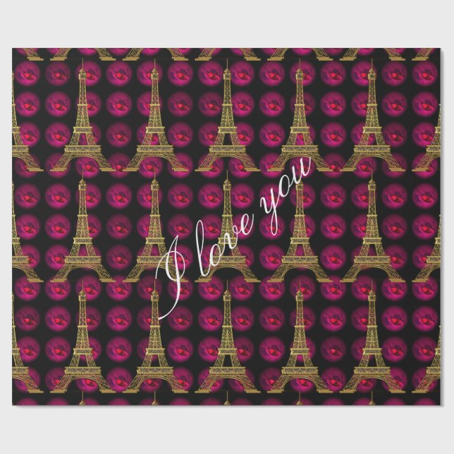 Papier Cadeau Paris Hot Villa Personnaliser élégante (Plat)