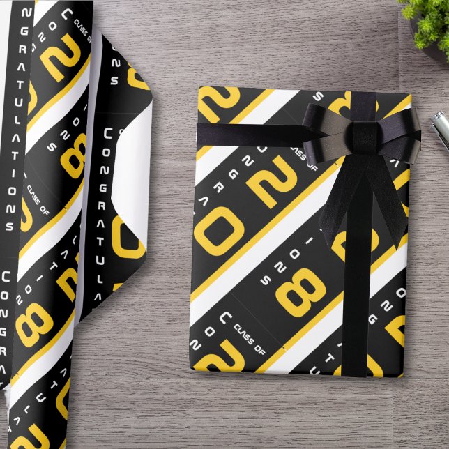Papier Cadeau Parti de graduation Black Gold moderne (Créateur téléchargé)