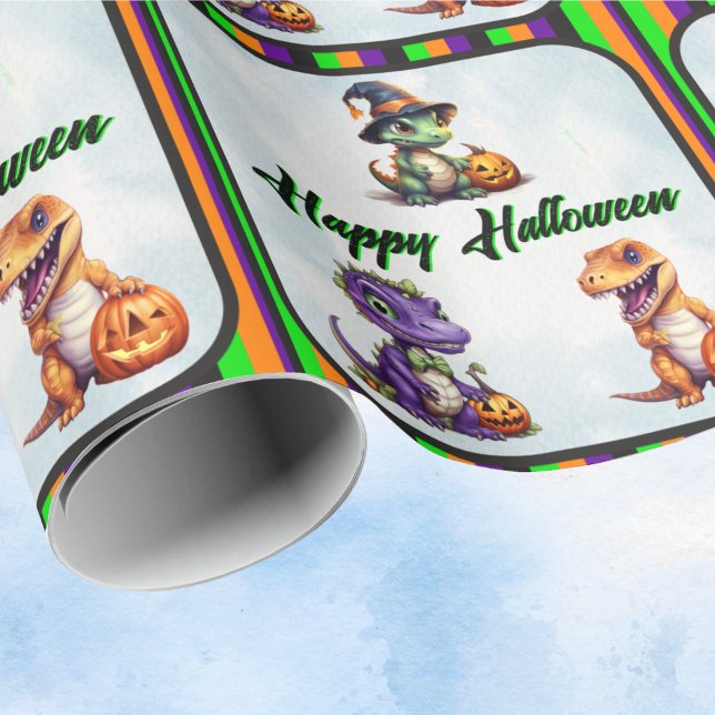Papier Cadeau Parti Dino-Mash d'Halloween (Halloween Dino Wrapping Paper)