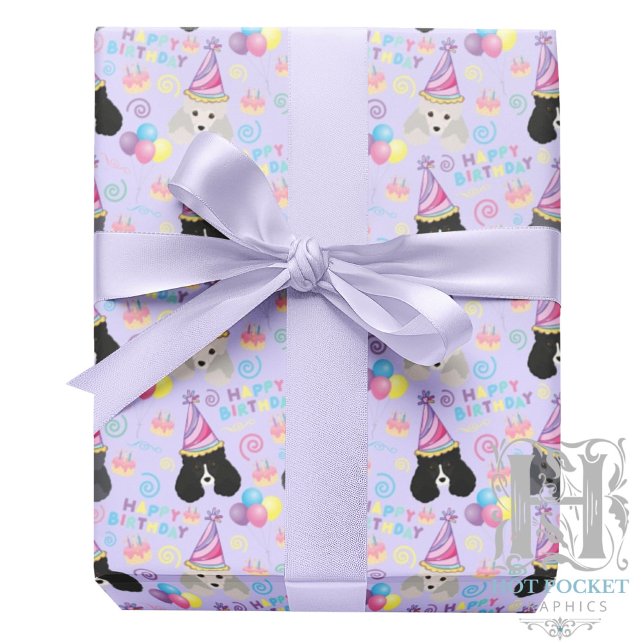 Papier Cadeau Parti Poodle Wrapping Paper in Purple (Créateur téléchargé)