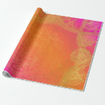 Papier Cadeau Partie indienne rose fuchsia de mandala d'orange<br><div class="desc">Papier cadeau</div>