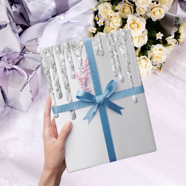 Papier Cadeau Parties scintillant argent brillant Noël Noël Noël (Créateur téléchargé)