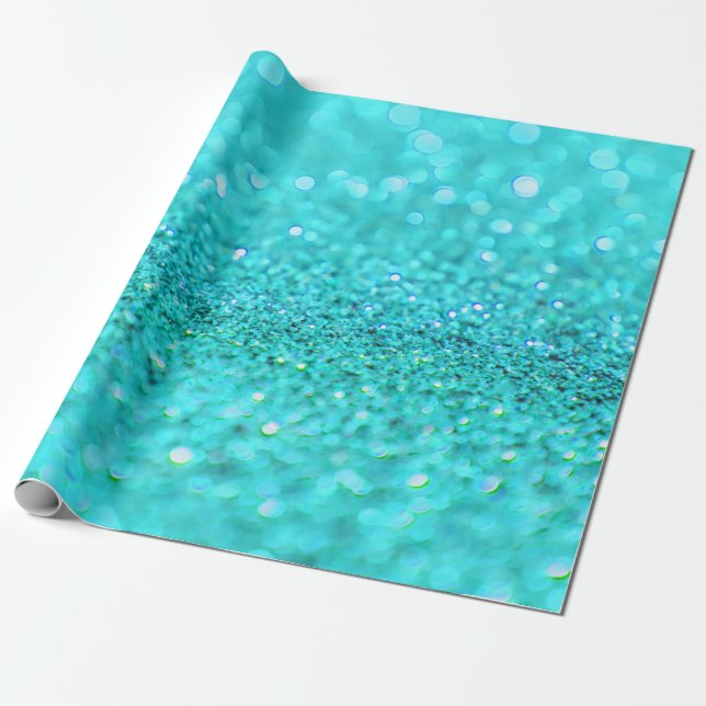 Papier Cadeau Parties scintillant bleu Aqua (Déroulé)