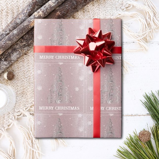 Papier Cadeau Parties scintillant d'arbre de Noël et flocons de  (Créateur téléchargé)