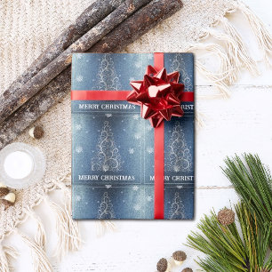 Papier Cadeau Parties scintillant d'arbre de Noël et flocons de