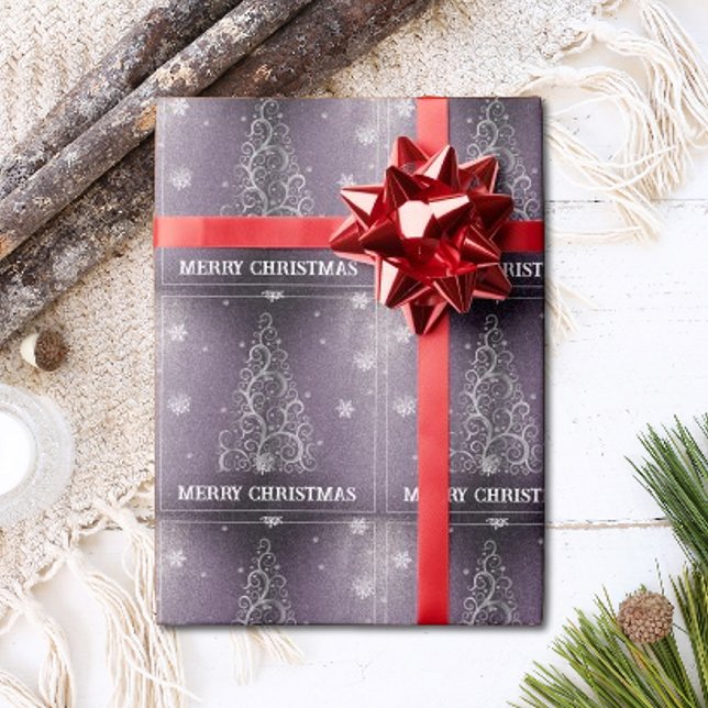 Papier Cadeau Parties scintillant d'arbre de Noël et flocons de  (Créateur téléchargé)