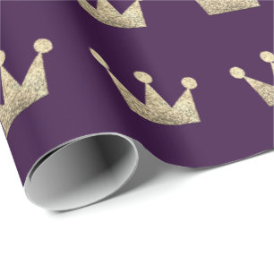 Papier Cadeau Parties scintillant de couronnes Gold Graduation V