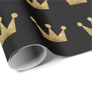 Papier Cadeau Parties scintillant des couronnes Black Gold Gradu