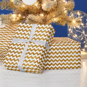 Papier Cadeau Parties scintillant d'or blanc Festif rayures de c