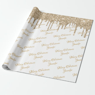Papier Cadeau Parties scintillant d'or blanc goutte à goutte Nom