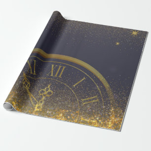 Papier Cadeau Parties scintillant d'or Confetti minuit