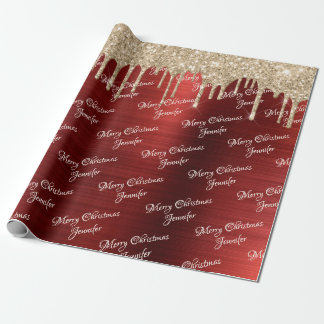 Papier Cadeau Parties scintillant d'or de Bourgogne Déchets Nom