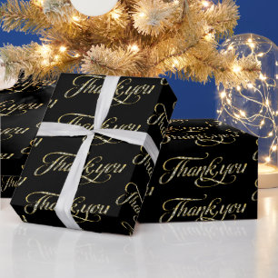 Papier Cadeau Parties scintillant d'or merci motif texte sur noi