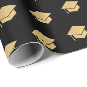 Papier Cadeau Parties scintillant d'or Motif de capuchon de dipl