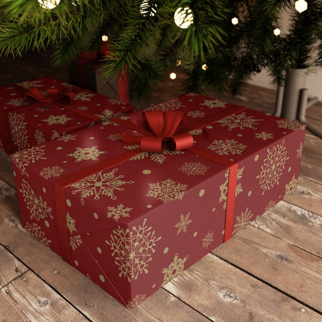 Papier Cadeau Parties scintillant d'or Noël Snowflakes Festival (Créateur téléchargé)